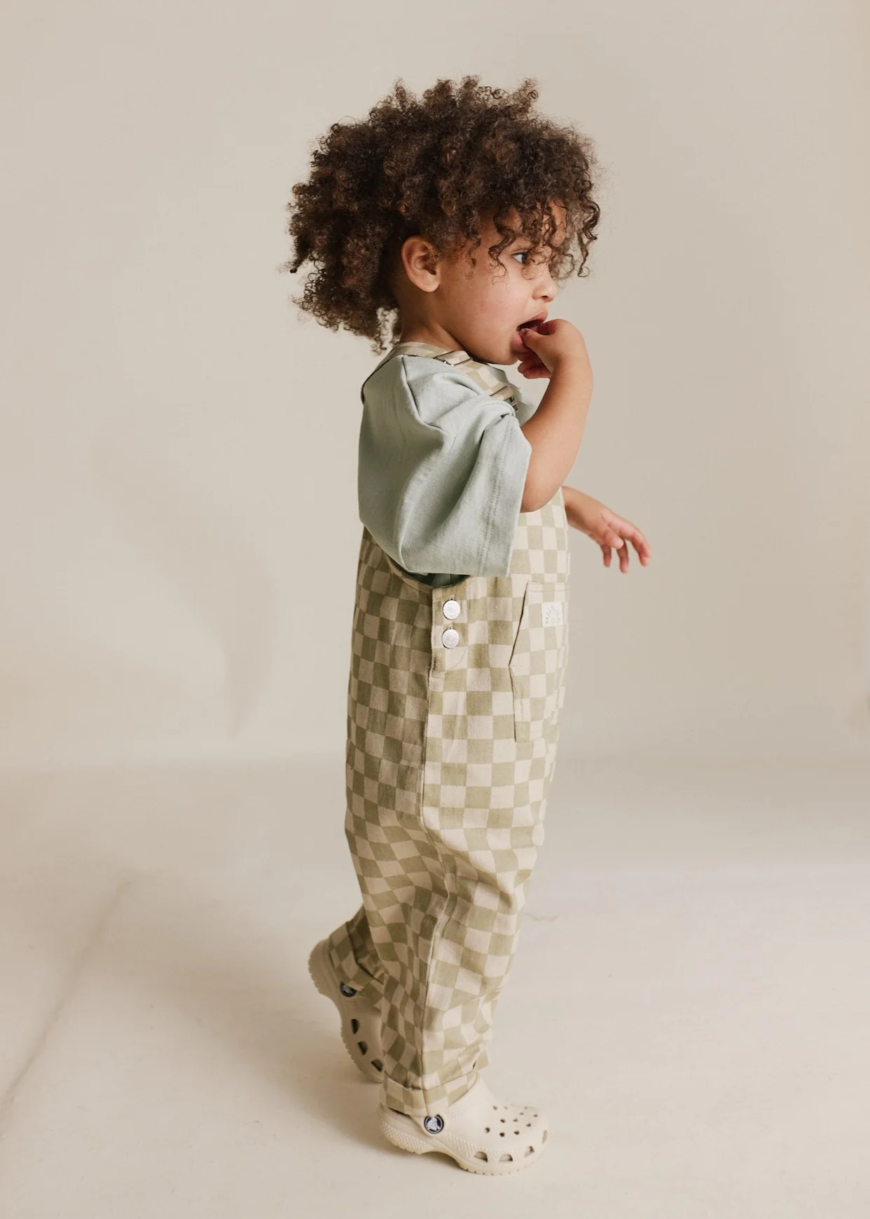 Cecile Olive Check Dungaree - Image 3