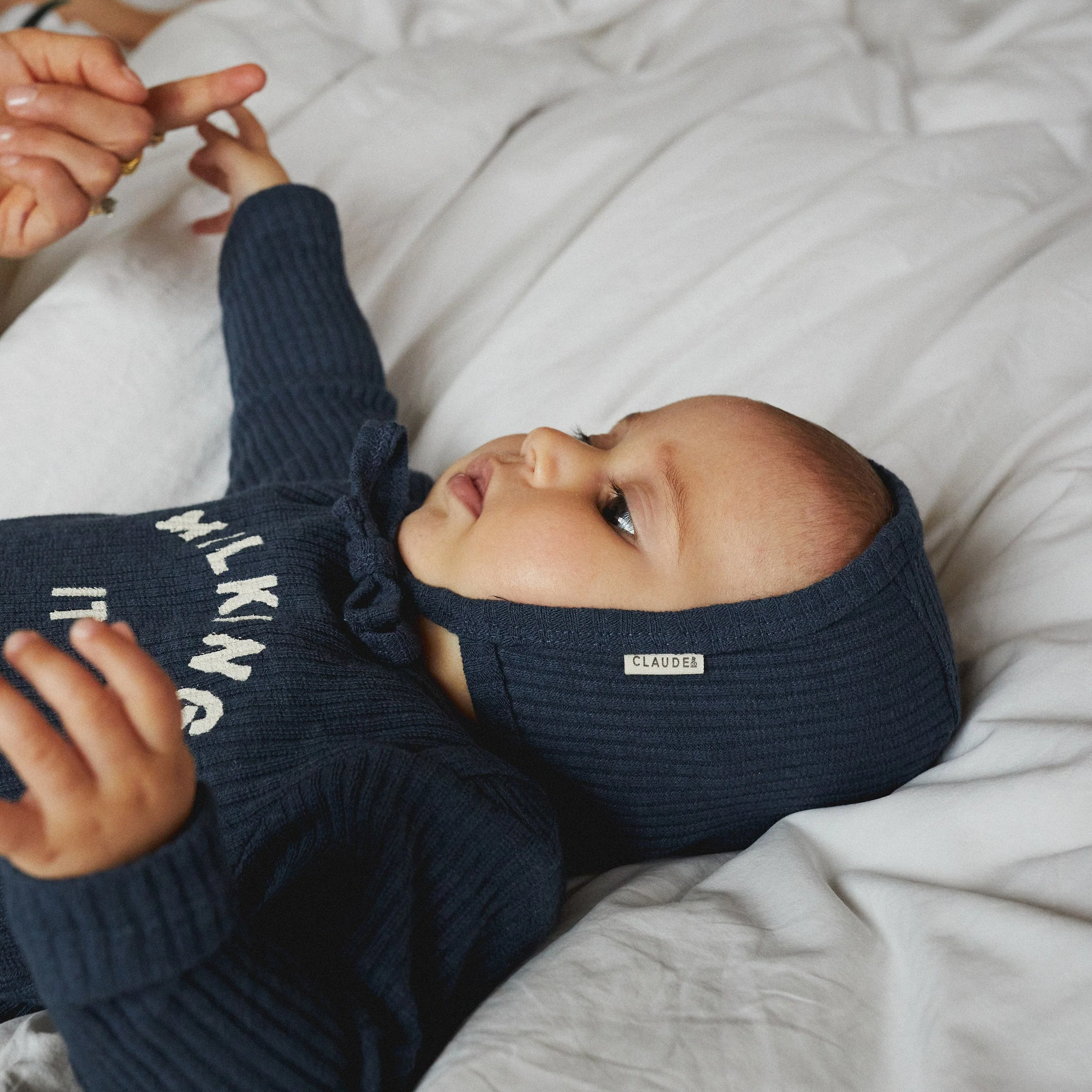 Navy Rib Bonnet