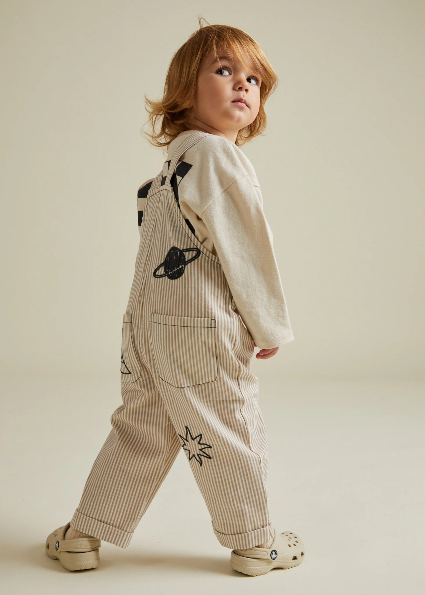 Piper Sand Stripe Embroidered Dungaree - Image 3