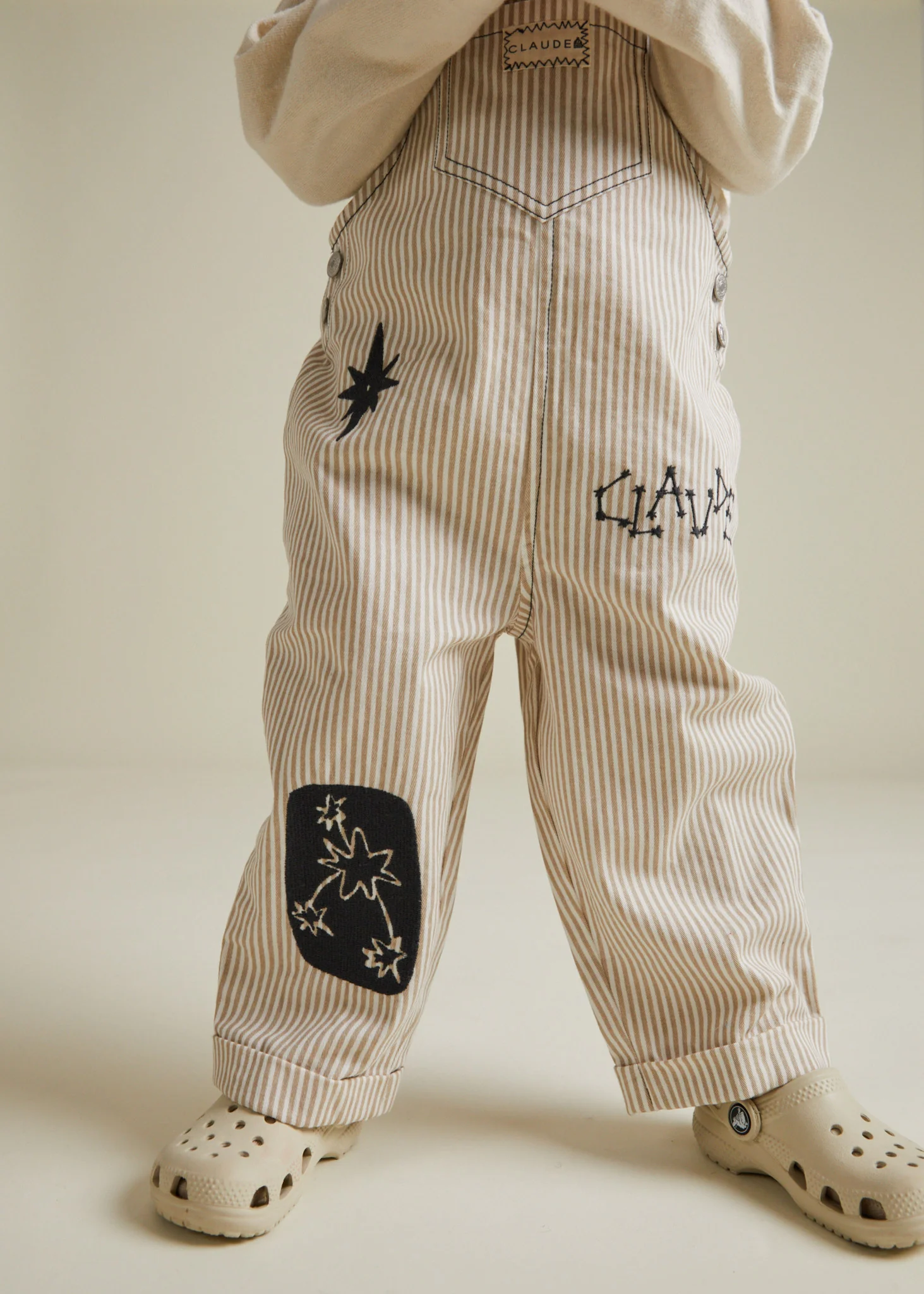 Piper Sand Stripe Embroidered Dungaree - Image 4