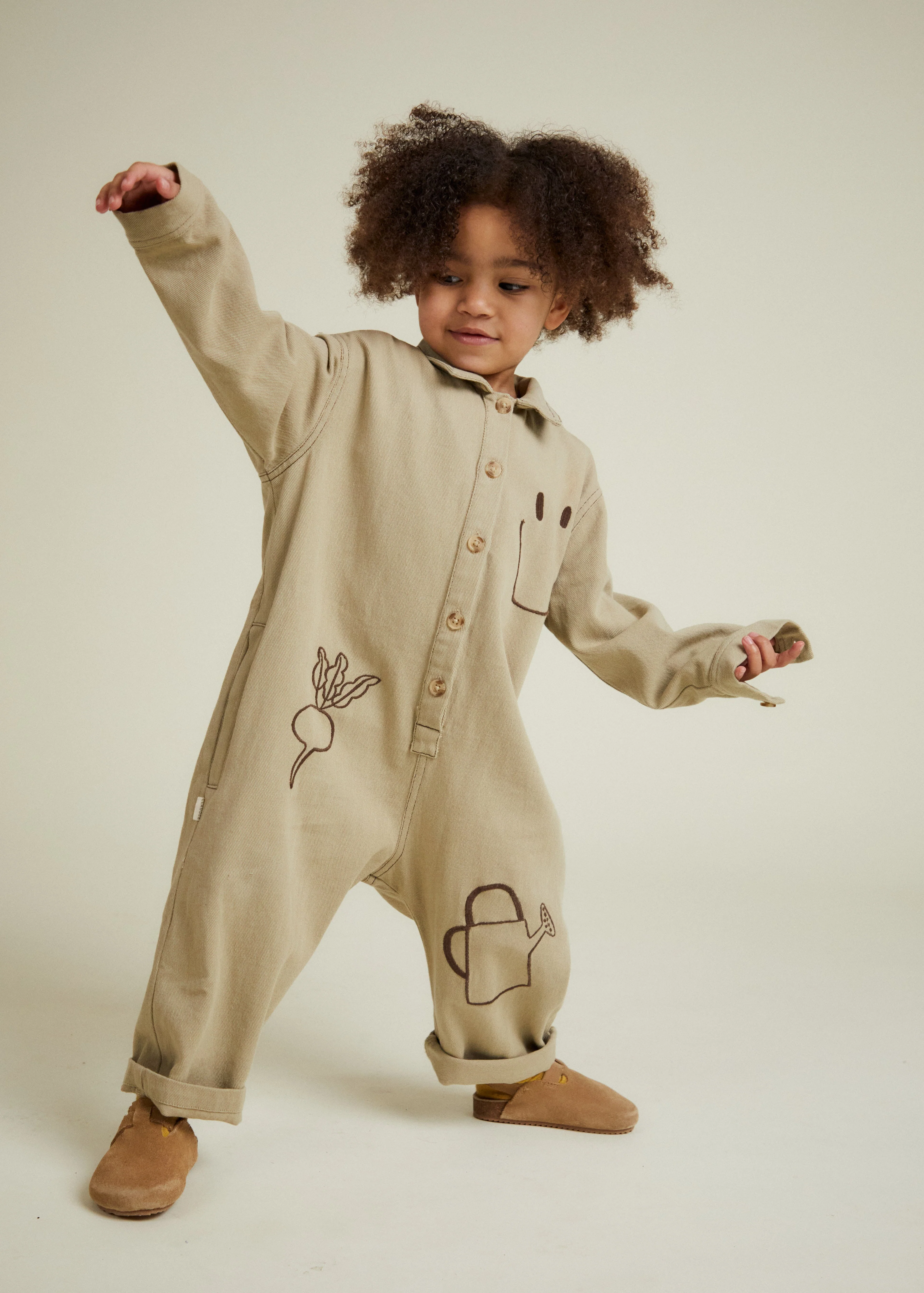 Quinn Olive Allotment Embroidered Overall